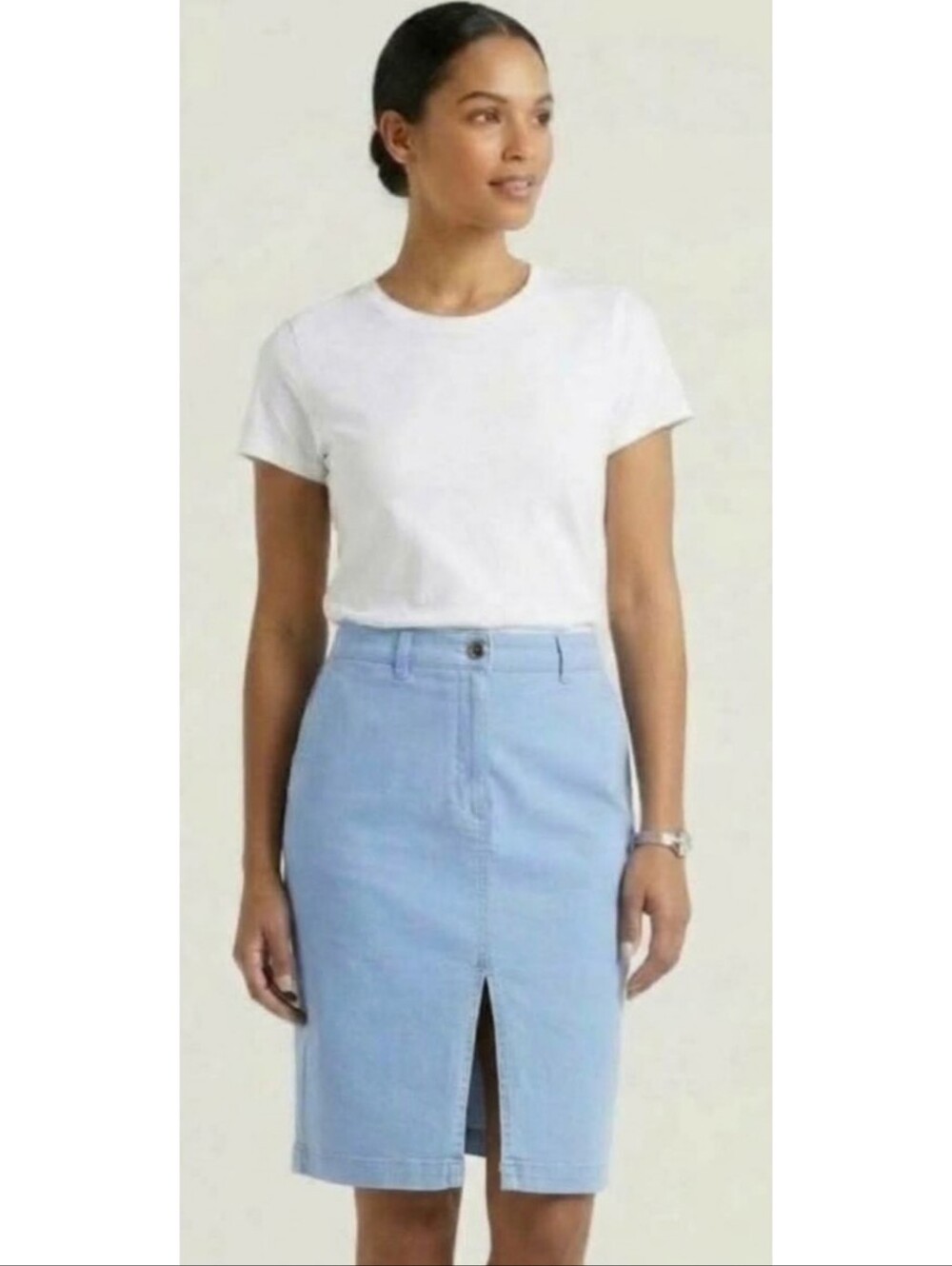Eddie Bauer Signature Twill Pencil Skirt Cornflower Blue Size 8